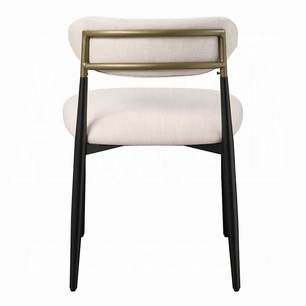 Vonn Side Dining Chair Set of 2, Beige Chenille, Curved, Metal Legs -BM333895