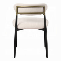 Vonn Side Dining Chair Set of 2, Beige Chenille, Curved, Metal Legs -BM333895