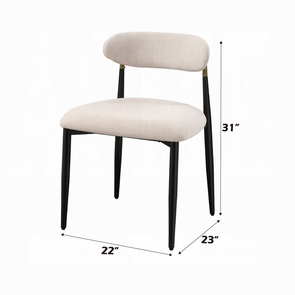 Vonn Side Dining Chair Set of 2, Beige Chenille, Curved, Metal Legs -BM333895