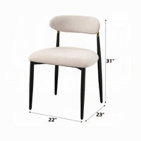Vonn Side Dining Chair Set of 2, Beige Chenille, Curved, Metal Legs -BM333895