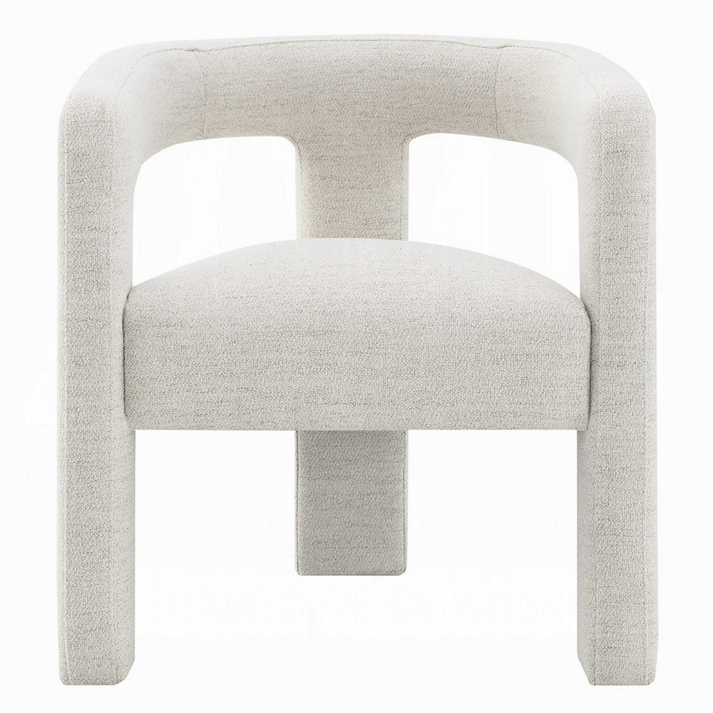 Side Dining Chair Set of 2, Textured Off White Boucle, Curved Back -BM333896