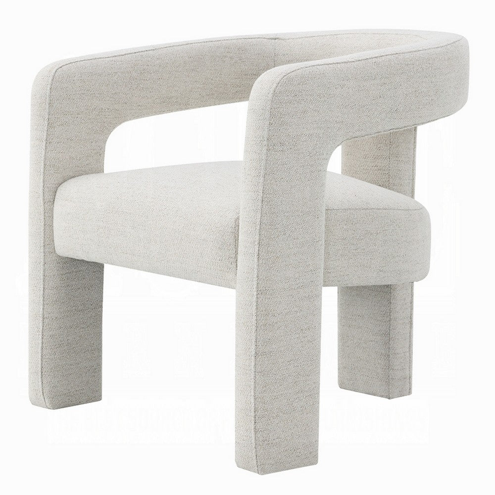 Side Dining Chair Set of 2, Textured Off White Boucle, Curved Back -BM333896