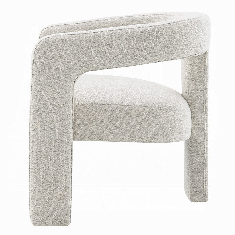 Side Dining Chair Set of 2, Textured Off White Boucle, Curved Back -BM333896