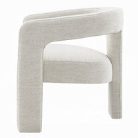 Side Dining Chair Set of 2, Textured Off White Boucle, Curved Back -BM333896