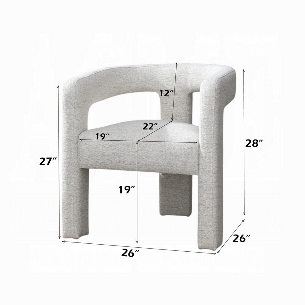 Side Dining Chair Set of 2, Textured Off White Boucle, Curved Back -BM333896