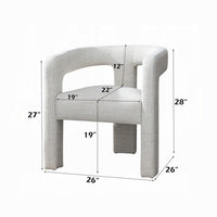 Side Dining Chair Set of 2, Textured Off White Boucle, Curved Back -BM333896