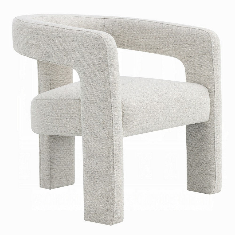 Side Dining Chair Set of 2, Textured Off White Boucle, Curved Back -BM333896
