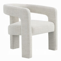 Side Dining Chair Set of 2, Textured Off White Boucle, Curved Back -BM333896