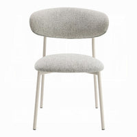 Side Dining Chair Set of 2, Gray Boucle, Curved Backrest, Metal Legs -BM333899