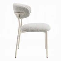 Side Dining Chair Set of 2, Gray Boucle, Curved Backrest, Metal Legs -BM333899