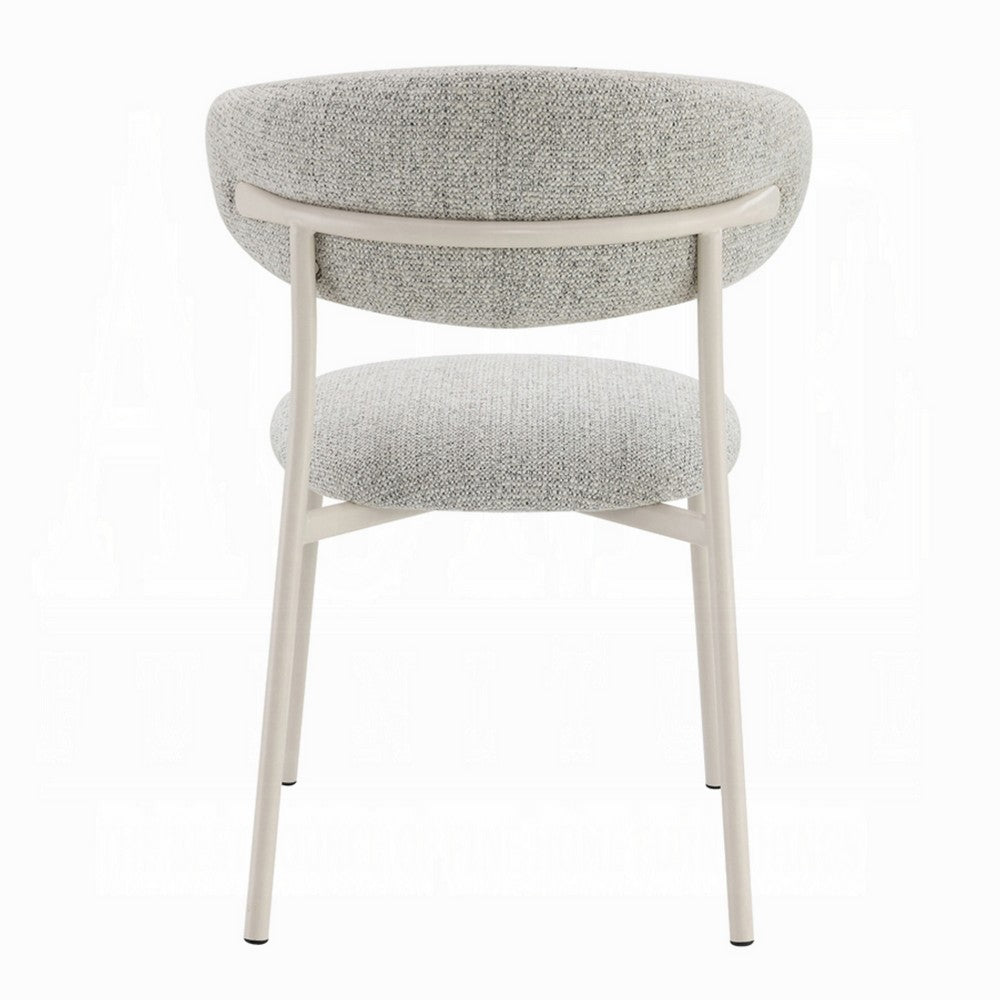 Side Dining Chair Set of 2, Gray Boucle, Curved Backrest, Metal Legs -BM333899