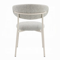 Side Dining Chair Set of 2, Gray Boucle, Curved Backrest, Metal Legs -BM333899