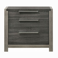 Joho Nightstand, 30 Inch, 5 Storage Drawers w Metal Handles, Gray Wood -BM333900