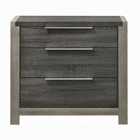 Joho Nightstand, 30 Inch, 5 Storage Drawers w Metal Handles, Gray Wood -BM333900