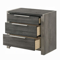 Joho Nightstand, 30 Inch, 5 Storage Drawers w Metal Handles, Gray Wood -BM333900