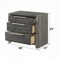 Joho Nightstand, 30 Inch, 5 Storage Drawers w Metal Handles, Gray Wood -BM333900