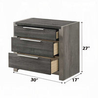 Joho Nightstand, 30 Inch, 5 Storage Drawers w Metal Handles, Gray Wood -BM333900