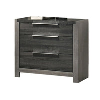 Joho Nightstand, 30 Inch, 5 Storage Drawers w Metal Handles, Gray Wood -BM333900