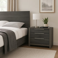 Joho Nightstand, 30 Inch, 5 Storage Drawers w Metal Handles, Gray Wood -BM333900
