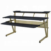 Vion 71 Inch Music Producer Desk for Computer, Black, 3 Tier Shelves -BM333905