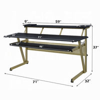 Vion 71 Inch Music Producer Desk for Computer, Black, 3 Tier Shelves -BM333905