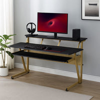 Vion 71 Inch Music Producer Desk for Computer, Black, 3 Tier Shelves -BM333905