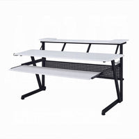 Vion 71 Inch Music Producer Desk for Computer, White, Keyboard Tray -BM333906