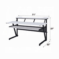 Vion 71 Inch Music Producer Desk for Computer, White, Keyboard Tray -BM333906