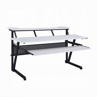 Vion 71 Inch Music Producer Desk for Computer, White, Keyboard Tray -BM333906