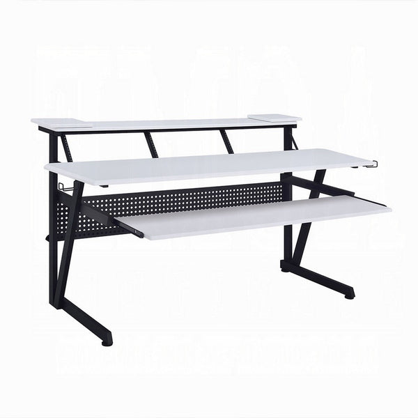 Vion 71 Inch Music Producer Desk for Computer, White, Keyboard Tray -BM333906