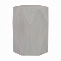 Hano Side End Table, White Rubberwood, 22 Inch, Geometric Design Body -BM333908