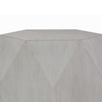Hano Side End Table, White Rubberwood, 22 Inch, Geometric Design Body -BM333908
