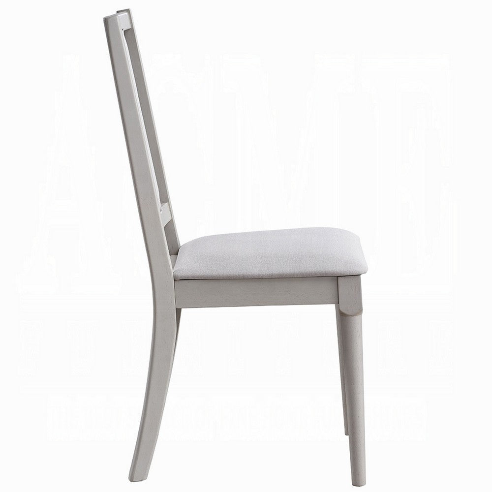 Mori Dining Side Chair Set of 2, Cutout Back, Linen Seat, Natural Gray -BM333910