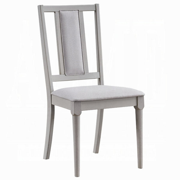 Mori Dining Side Chair Set of 2, Cutout Back, Linen Seat, Natural Gray -BM333910
