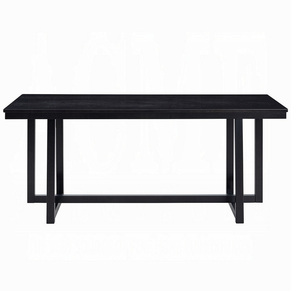 Jory Dining Table, 71 Inch Rectangular Top, Trestle Legs, Modern Black -BM333912