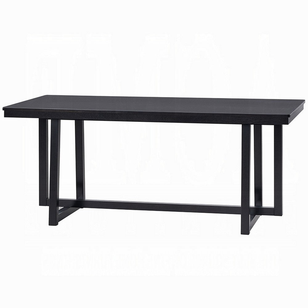 Jory Dining Table, 71 Inch Rectangular Top, Trestle Legs, Modern Black -BM333912