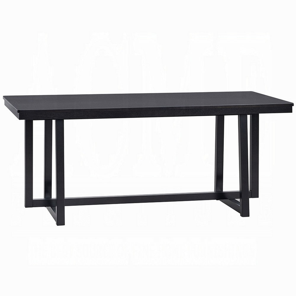 Jory Dining Table, 71 Inch Rectangular Top, Trestle Legs, Modern Black -BM333912