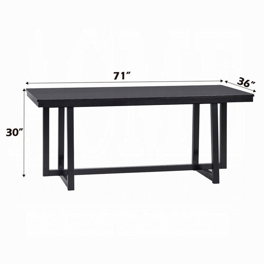Jory Dining Table, 71 Inch Rectangular Top, Trestle Legs, Modern Black -BM333912