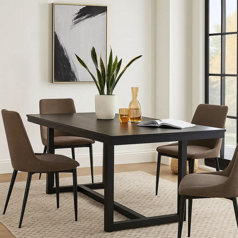 Jory Dining Table, 71 Inch Rectangular Top, Trestle Legs, Modern Black -BM333912