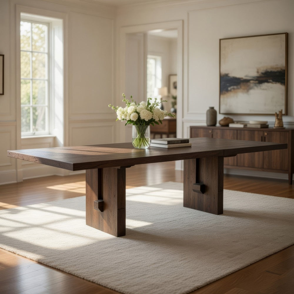 Jory Dining Table, 71 Inch Rectangular Top, Trestle Legs, Modern Black -BM333912