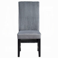 Jory Dining Chair Set of 2, Padded Seat n Back, Gray Corduroy, Black -BM333913