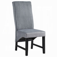 Jory Dining Chair Set of 2, Padded Seat n Back, Gray Corduroy, Black -BM333913