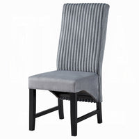 Jory Dining Chair Set of 2, Padded Seat n Back, Gray Corduroy, Black -BM333913