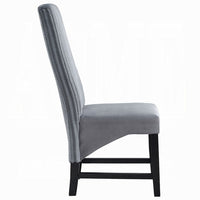 Jory Dining Chair Set of 2, Padded Seat n Back, Gray Corduroy, Black -BM333913