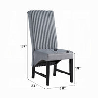 Jory Dining Chair Set of 2, Padded Seat n Back, Gray Corduroy, Black -BM333913