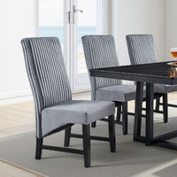 Jory Dining Chair Set of 2, Padded Seat n Back, Gray Corduroy, Black -BM333913