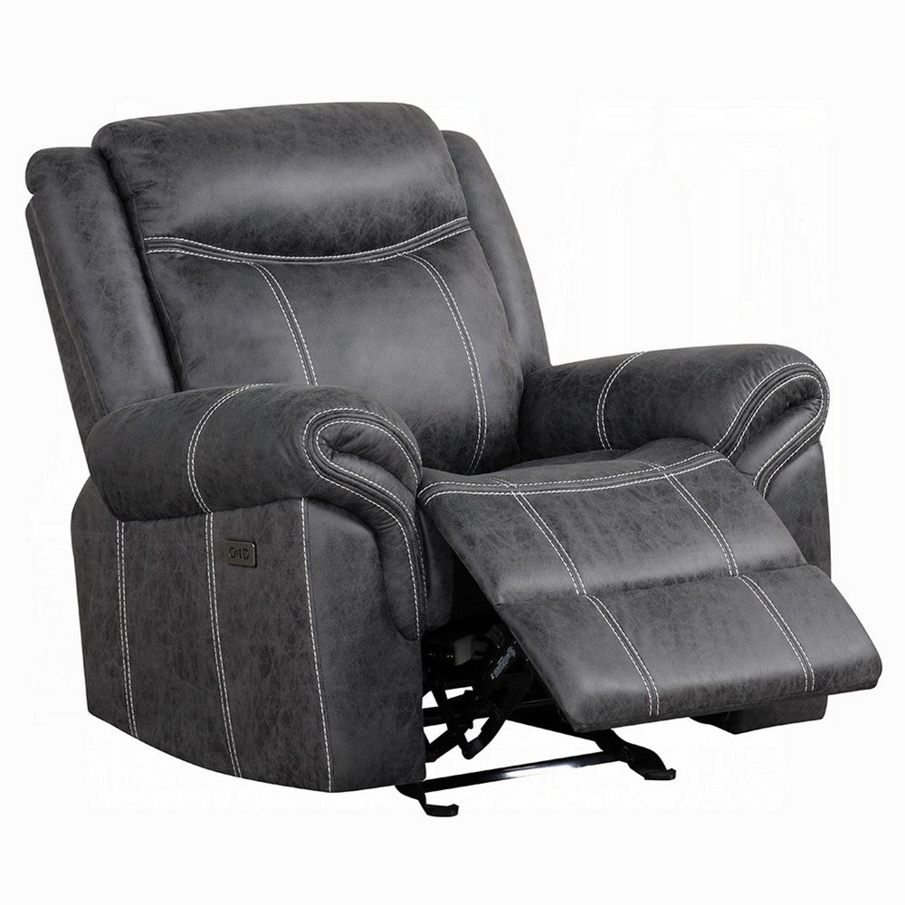 Hesy Power Motion Recliner Chair, USB Ports, Soft Dark Gray Microfiber -BM333922