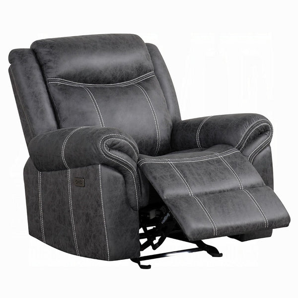 Hesy Power Motion Recliner Chair, USB Ports, Soft Dark Gray Microfiber -BM333922