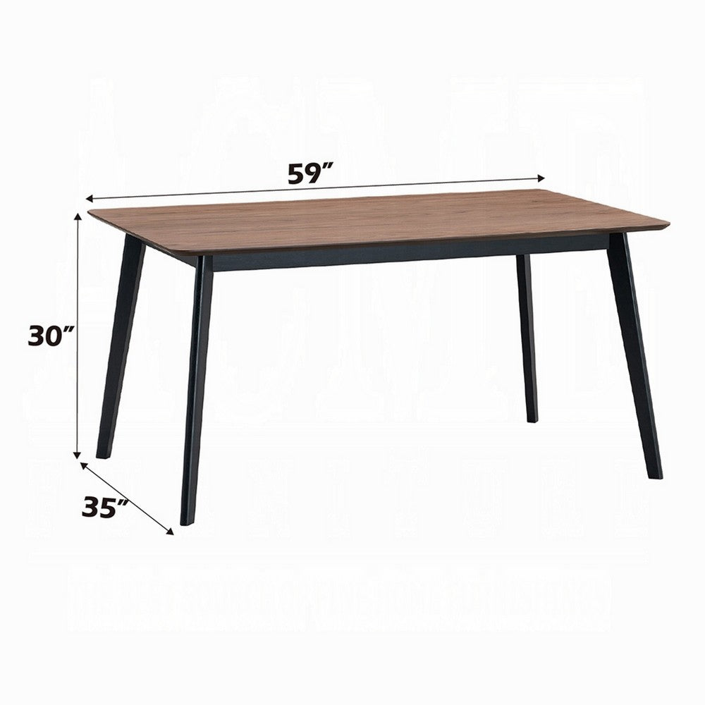 Bery Dining Table, 59 Inch Rectangular Brown Top, Scandinavian Black -BM333929
