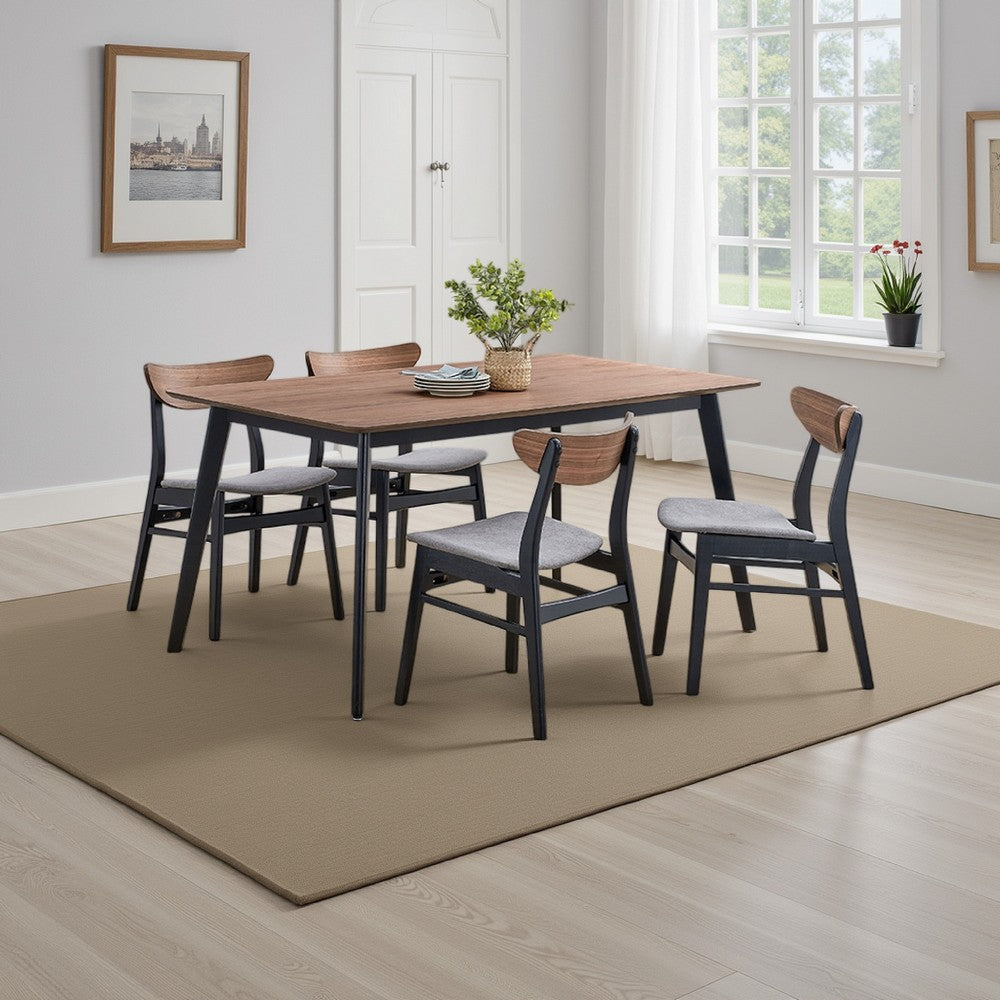Bery Dining Table, 59 Inch Rectangular Brown Top, Scandinavian Black -BM333929